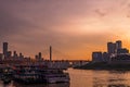 Ship cruising in Chongqing town at dusk Royalty Free Stock Photo