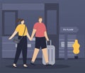 Flat design vector character The activity of airline passengers at the airport