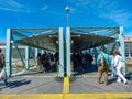 Passengers on the Soflusa boat from the city of Barreiro disembarking at Lisbon station.