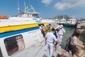 Passengers take off hydrofoil from Saigon in Vungtau Royalty Free Stock Photo