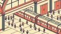 Passengers on a Traditional Train Station Platform, vector design Generative AI Royalty Free Stock Photo