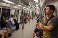 Passengers in the train subway Singapore Royalty Free Stock Photo