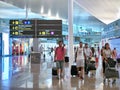 Passengers in transit in a Terminal of Barcelona international a Royalty Free Stock Photo