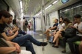 Passengers traveling on the subway in Singapore Royalty Free Stock Photo