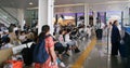 PHUKET INTERNATIONAL AIRPORT, PHUKET, THAILAND - FEBRUARY 05, 2020: Passengers wait for boarding their planes at Phuket Internatio Royalty Free Stock Photo