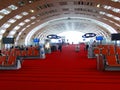 Passengers wait for their flights