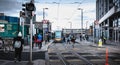 Passengers waiting for an electric tram in Dublin, Ireland