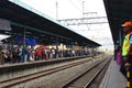 The passengers are waiting for the train at the Manggarai station