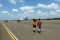 Passengers walk to the plane at Sultan Thaha Airport Jambi. preparing to take off