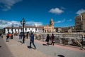 Passerby in the main square of the city of Tunja. Colombia. Royalty Free Stock Photo