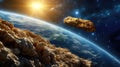 A Passing Asteroid To Planet Earth. Royalty Free Stock Photo