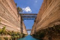 Passing through the Corinth Canal by yacht, Greece. The Corinth Canal connects the Gulf of Corinth with the Saronic Gulf Royalty Free Stock Photo