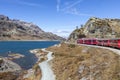 Passing Lago Bianco on the Bernina railway Royalty Free Stock Photo