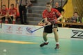 Passing Martin Richter in floorball Royalty Free Stock Photo