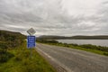 Passing place sign and single track sign in Scotland - Driving on scottish roads in the Highlands, Great Britain Royalty Free Stock Photo