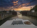 passing the ship sluice in a venice canal