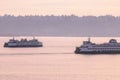 Passing Sound Transit Ferries at dusk