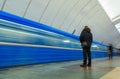 Passing trains in the subway in Yekaterinburg