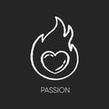 Passion chalk white icon on black background