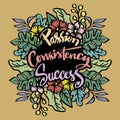 Passion, consistency, success. Hand lettering.