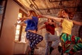 Passion dance team - female dancer exercising dance training in