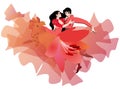 Passion dance. Young caucasian man and woman in love dancing flamenco or tango isolated on white.