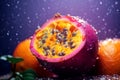 Passion fruit background, bright colored