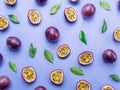 Passion fruit background. Set of passion fruits. Top view Royalty Free Stock Photo