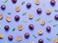 Passion Fruit Background. Set Of Passion Fruits. Top View