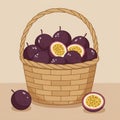 Passion fruit in basket Royalty Free Stock Photo