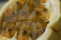 Passion fruit in closeup, macro photography