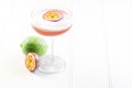 Passion fruit cocktail lime white background Royalty Free Stock Photo