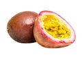 Passion fruit and cut half isolated Royalty Free Stock Photo