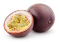 Passion fruit with cut isolated on white Royalty Free Stock Photo