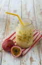 Passion fruit fresh juice mix with milk (Khmer style)