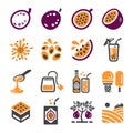 Passion fruit icon set Royalty Free Stock Photo