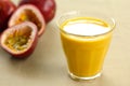 Passion fruit juice by fresh passion fruit Royalty Free Stock Photo