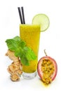 Passion fruit juice with mint and ginger Royalty Free Stock Photo