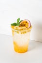 Passion fruit mango mojito in glass