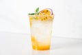 Passion fruit mango mojito in glass