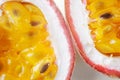 Passion fruit pulp close-up. Royalty Free Stock Photo