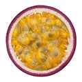 Passion fruit slice isolated on white background, top view Royalty Free Stock Photo