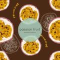 Passion fruit vector illustration, hand draw seamless pattern. Royalty Free Stock Photo