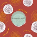 Passion fruit vector illustration, hand draw seamless pattern. Royalty Free Stock Photo