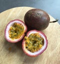 Passion fruits cutting Royalty Free Stock Photo