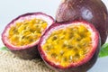 Passion fruits slice and juicy Royalty Free Stock Photo