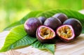 Passion fruits on table Royalty Free Stock Photo