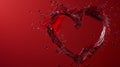 Passion Red: Heart Made of Red Wine, Unique Valentine\'s Day Wishes on an Intense Red Background.