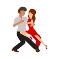 Passionate couple dancing the tango. Cartoon flat dancing man and woman for your creative design. Royalty Free Stock Photo