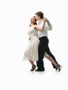 Passionate dancing couple on white background Royalty Free Stock Photo